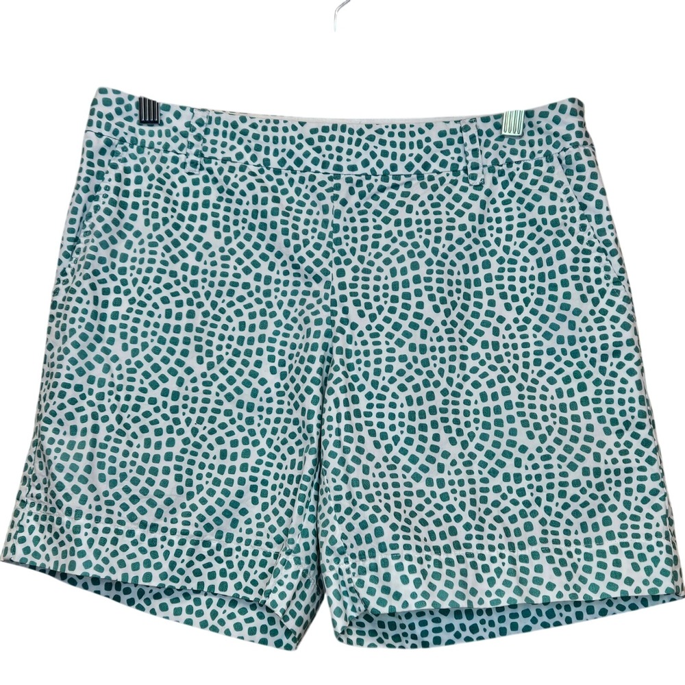 Cremieux Women's White And Green 100% Cotton‎ Shorts Size 4 Side Zip 7" Inseam